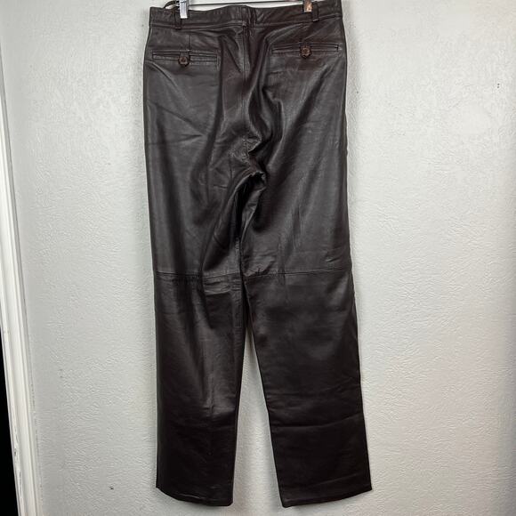 Neiman Marcus Dark Brown Leather Trousers - Picture 3 of 5